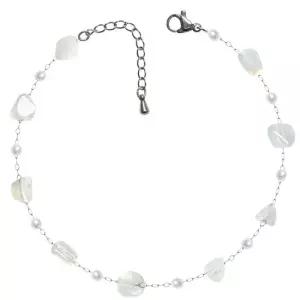 화이트문스톤 써지컬 스틸 화이트 원석 실버 체인 패션 발찌