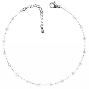 크리스탈 써지컬 스틸 투명 비드 실버 체인 패션 발찌