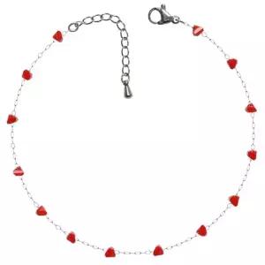 패션 레드 써지컬 스틸 레드 비드 실버 체인 패션 발찌