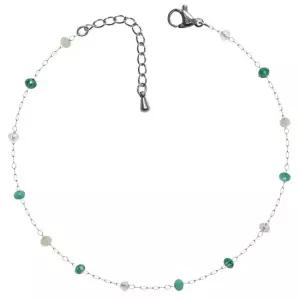 썸머 그린 써지컬 스틸 그린 비드 실버 체인 패션 발찌