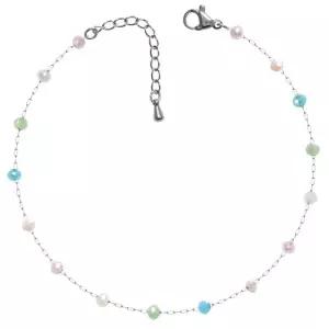 파스텔톤 써지컬 스틸 컬러 비드 실버 체인 패션 발찌