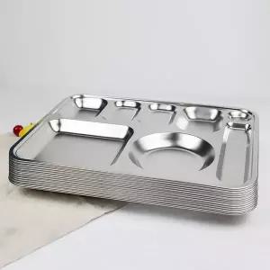 [U&C]세신 스텐 5찬 10P 가정용 성인 어른 업소용 단체 급식 식당  퇴식대 급식판 식기 가벼운 식판