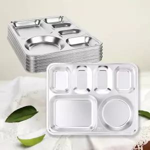 [U&C]스텐 4찬 식판 10P 가정용 성인 어른 업소용 단체 급식 식당 스테인레스 퇴식대 식기 급식판