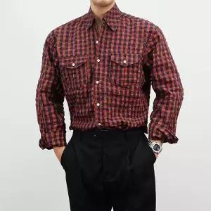 [셀러허브]남자 시어서커 베이직 롱슬리브 SS 격자 셔츠 (S17297841)