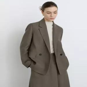 닥스 여성 24FW [반값세일][SET-UP][울] 카키 멜란지 트윌 조직감 자켓 DLJA4D903K1