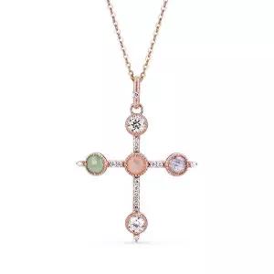 [도로시] 14k 아트랑 랩 다이아몬드 십자가 펜던트