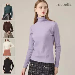 로코엘라 브로우 하이넥 리브 여성 티블라우스