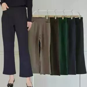 이브바바 여성 겨울 안감 기모 스판 밴딩 부츠컷 나팔 바지 팬츠 빅사이즈