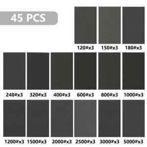 습식 사포 120-5000 그릿 시트, 목재 금속 연마 방수 종이 모음, 45 개