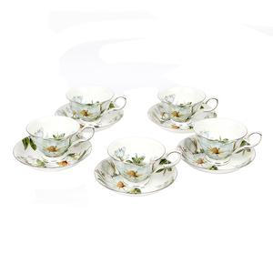 본차이나 목련 도자기 커피잔 받침대 5인세트 홍차잔 홈카페 라떼컵 카푸지노잔 커피잔세트