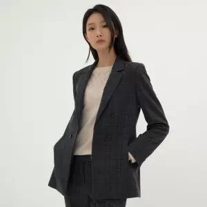 글리터 체크 테일러드 자켓 LFJKMA03_DG