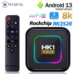 셋톱 박스 TV 안드로이드 HK1 RBOX K8 13 RGB 라이트 4GB 128GB RK3528 와이파이 6 듀얼 유튜브 넷플릭스 8K 미디어 플레이어 수신