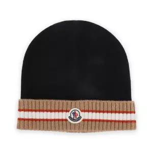 [몽클레르]몽클레어 배색라인 로고 패치 울 비니(블랙) 3B00005 M1241 999