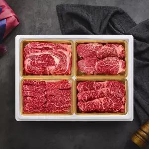 [롯데백화점]자연맛남 1등급 소고기 세트 1.2kg(등300/안300/갈300/채300) 참소스4개/핑크솔트2개