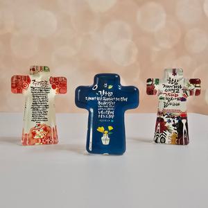 크리스탈 유리 탁상용 십자가 납골당 미니어처 소품 성탄선물