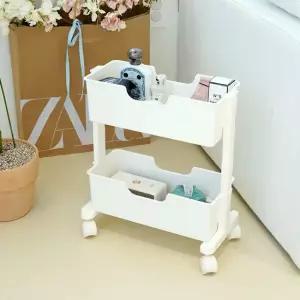 보노하우스 로만 슬림 트롤리 2단 틈새 책 수납 공간 활용 이동식 트롤리 공부방