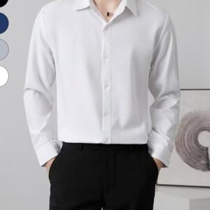 링클프리 남성 와이셔츠 정장 드레스 베이직 슬림 핏 흰색