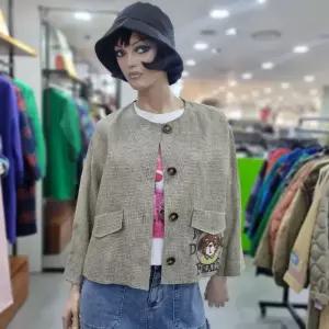 베네통/애플아울렛/마100% 강아지 자수 체크 자켓 BAJKE1431