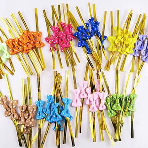 리본 빵끈 (100개입) -칼라혼합 선물 제과 제빵 포장 리본타이