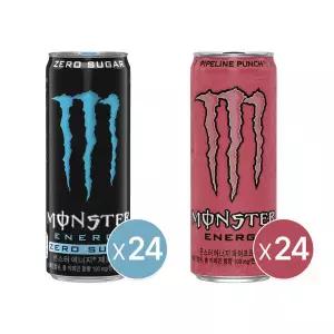 몬스터 에너지 제로슈거 355ml 캔 24개+몬스터 에너지 파이프라인펀치 355ml 캔 24개