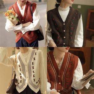 (플라워) 애순 꽃무늬 조끼 여성여름 니트조끼  빅사이즈 뜨개조끼