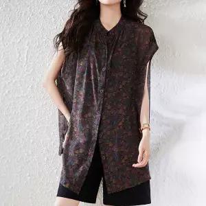 [퀸이즈][퀸이즈] [110까지]빅사이즈 마넬 시스루 캡소매 롱 블라우스