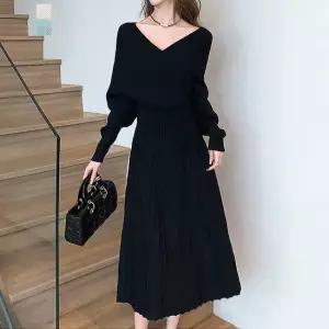 [퀸이즈] [77까지]메프 골지 랩 니트+스커트 세트