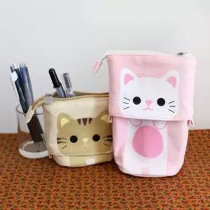 세우는 스탠딩 필통 고양이 캐릭터 파우치
