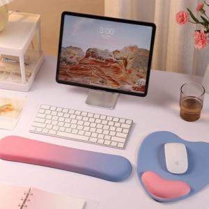 파스텔 하트 마우스패드 키보드쿠션 세트 손목보호대 사무실 책상용