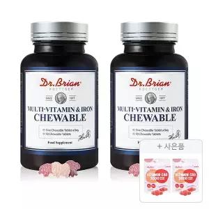 닥터브라이언 멀티비타민&철분 츄어블 90정(3개월분), 2개 + 증정(복숭아맛 15구미, 2개)
