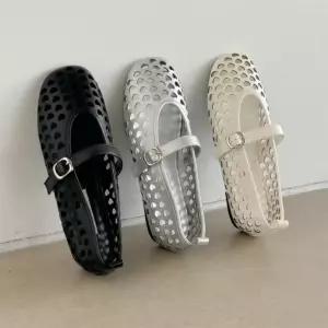 여자 여름 하트홀 펀칭 메리제인 스트랩 단화 샌들