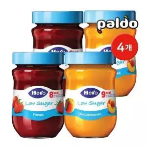 [팔도] 헤로 저당 잼 280g 2종 4개 / 복숭아 딸기 / 과일잼