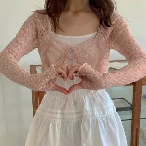 여성 그물 레이스 망사 스트랩 크롭 볼레로 가디건