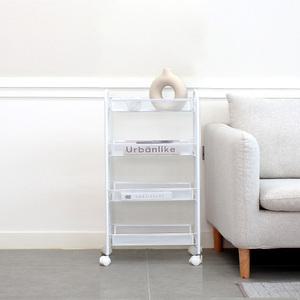 [리벤스] 다용도 이동식 4단 메쉬 틈새 수납선반(화이트)