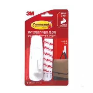 3M 코맨드 17003 코맨드 다용도 훅 대 벽걸이1개 양면테이프 1개