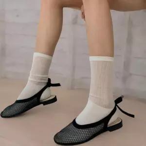 여성 독특한 메시 네트 스트랩 리본 슬링백 샌들