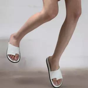 여성 심플 컬러 오픈토 발가락 편한 샌들 슬리퍼