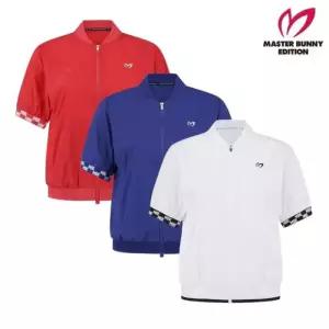 MASTER BUNNY 여성 로고 패턴 커프스 반팔 집업 점퍼 E1JP-302