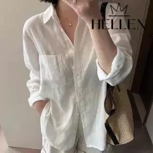 [헬렌] 휴가룩 살안타템 화이트 린넨 셔츠 킨더린넨셔츠 B-372