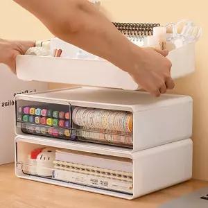공간활용 다용도 펜트리 수납함 적층식 서랍함 정리함/다꾸 소품보관 홈오피스용품 데스크정리 플라스틱 부품함 부속함 주얼리 공구 박스 리코컨등 정돈함 악세사리 비즈함 리빙박스 부품함