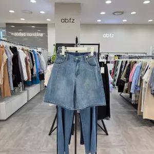 [ab.f.z]AFZ3HE36/여름 뒤 허리 밴딩 A라인 핏 데님 반바지_IC