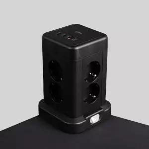 지클릭커 타워 8구 고용량 4000W USB 출력 멀티탭 NP708PD 블랙