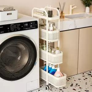 이동식 철제 틈새 수납 트롤리 16cm 슬림 바퀴 선반 4단 수납정리대 서랍식 슬라이딩 바구니