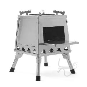 늘여섯 접이식 화목난로 26x34cm 실버 캠핑화로