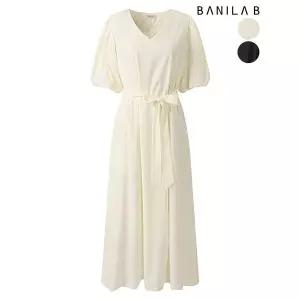 [하프클럽/바닐라비]여성 스트랩 퍼프소매 브이넥 원피스