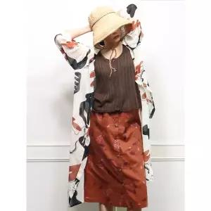 [하프클럽/앞머리]패턴 썸머 롱 로브 카디건n710