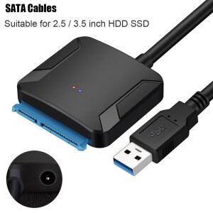 USB 3 0 SATA 케이블, 외장 하드 드라이브 디스크 어댑터, 전원 공급 포트 포함, 6Gbps 고속 2 5 HDD/SSD에