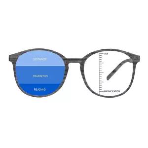 LAMBBAA 빈티지 라운드 프로그레시브 다초점 노안 안경, 블루 라이트 방지 나무. 135455