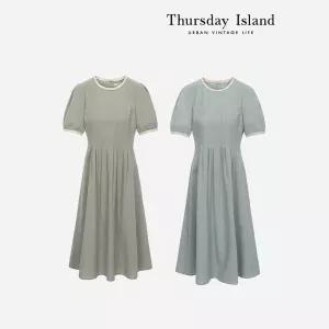 [Thursday Island] 라운드넥 배색 턱 원피스(T234MOP302W)
