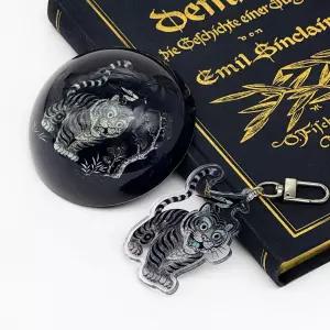 [호작도 아크릴 키링 포함] 르웨이 호작도 문진 크리스탈 반구 문진 호랑이와 까치